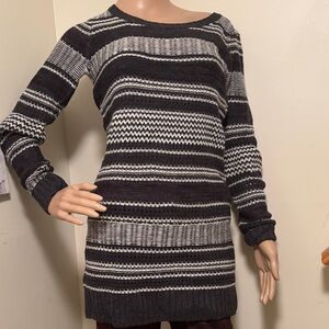 Striped Black and Gray Women's Sweater